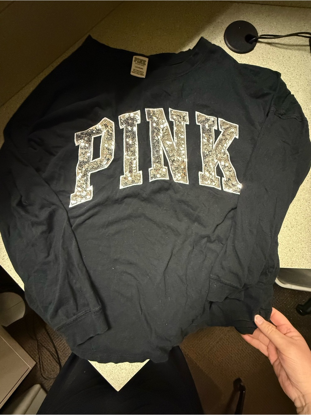 Vintage PINK Victoria's Secret Black Pullover with Logo Tag